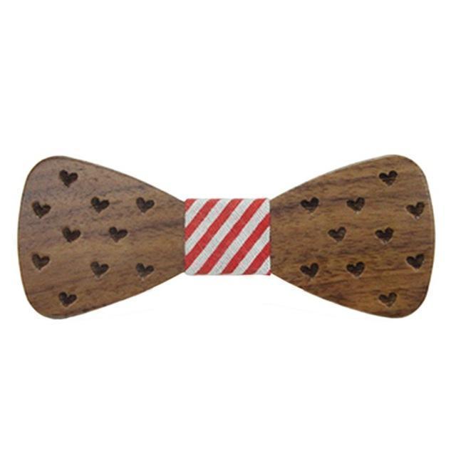 Noeud Papillon en Bois Enfant - Ramosa Rayures/Rouge-Blanc